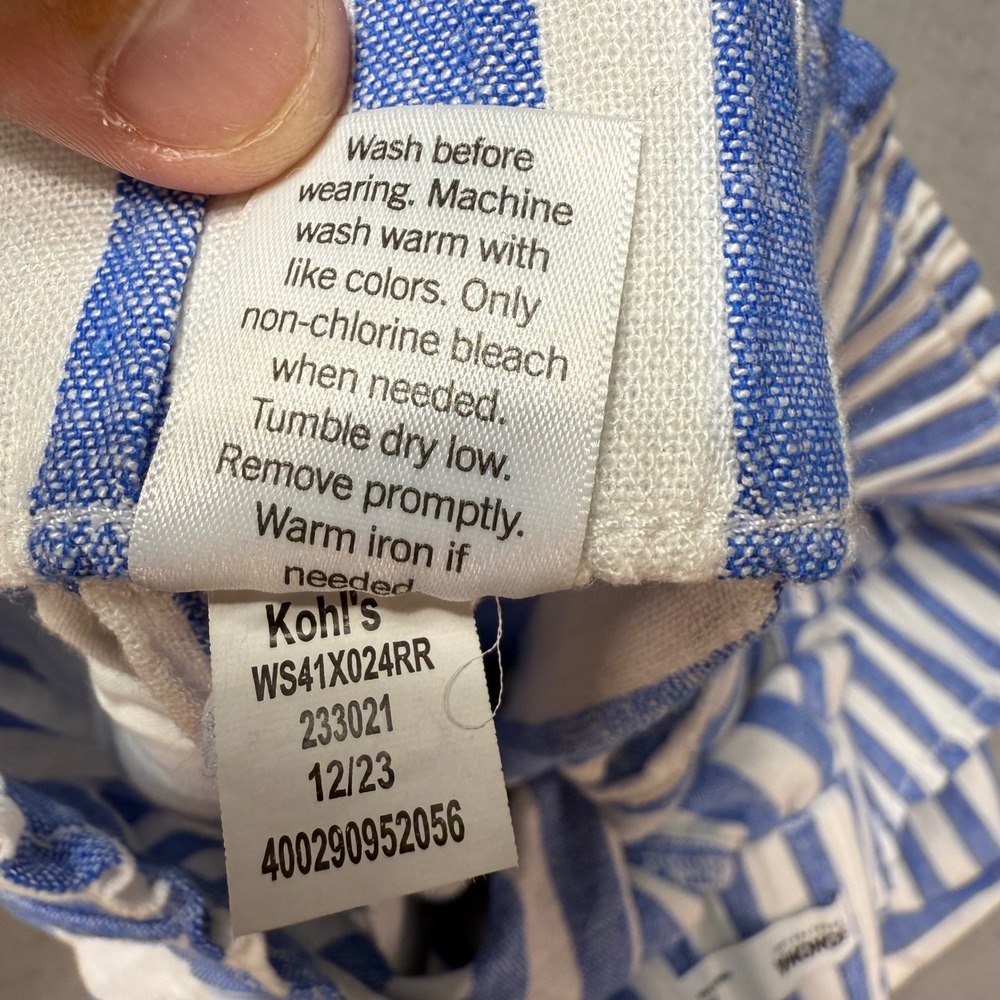 Sonoma Goods‎ For Life Women's XL Striped Linen Blend Shorts Blue White NWOT - Picture 4 of 10